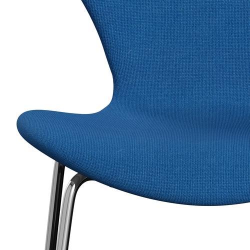 Fritz Hansen 3107 stol helt vadderad, kromad stål/hallingdal ljusblå