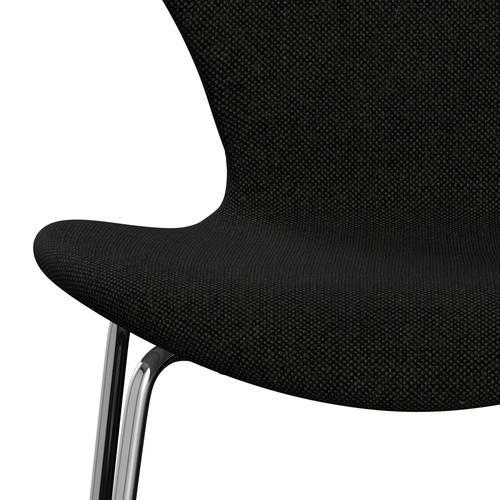 Fritz Hansen 3107 stol helt vadderad, kromad stål/hallingdal svart/grå (HAL173)