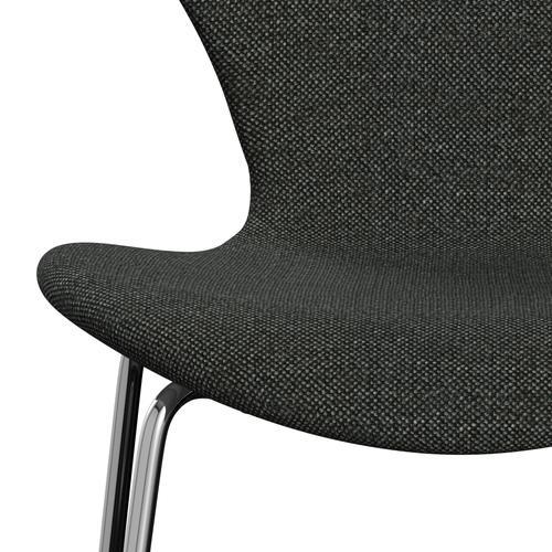 Fritz Hansen 3107 stol helt vadderad, kromad stål/hallingdal svart/grå (HAL368)