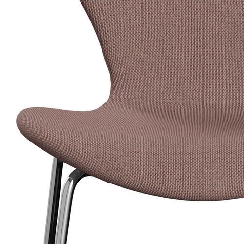 Fritz Hansen 3107 stol helt vadderad, kromad stål/omväg blek ros/naturlig