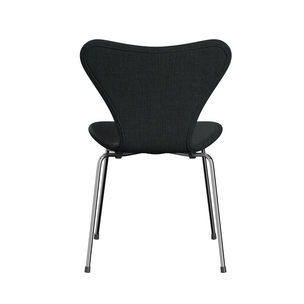 Fritz Hansen 3107 stol helt vadderad, kromad stål/remix mörkblå/grå