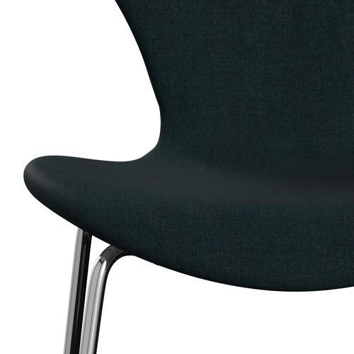 Fritz Hansen 3107 stol helt vadderad, kromad stål/remix mörkgrön