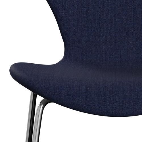 Fritz Hansen 3107 stol helt vadderad, kromad stål/remix mörk ultramarinblå