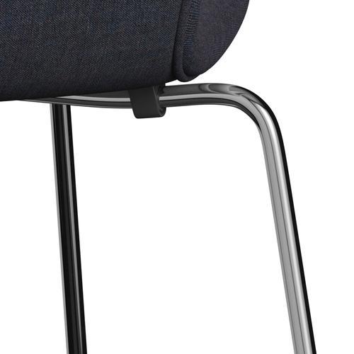 Fritz Hansen 3107 stol helt vadderad, kromade stål/remix jeans blå