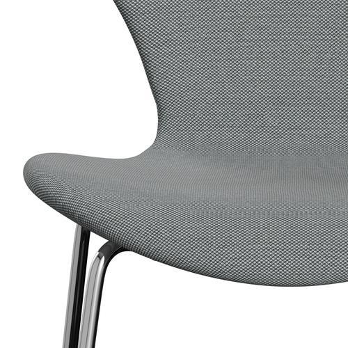 Fritz Hansen 3107 stol helt vadderad, kromad stål/stålcuttrio grå