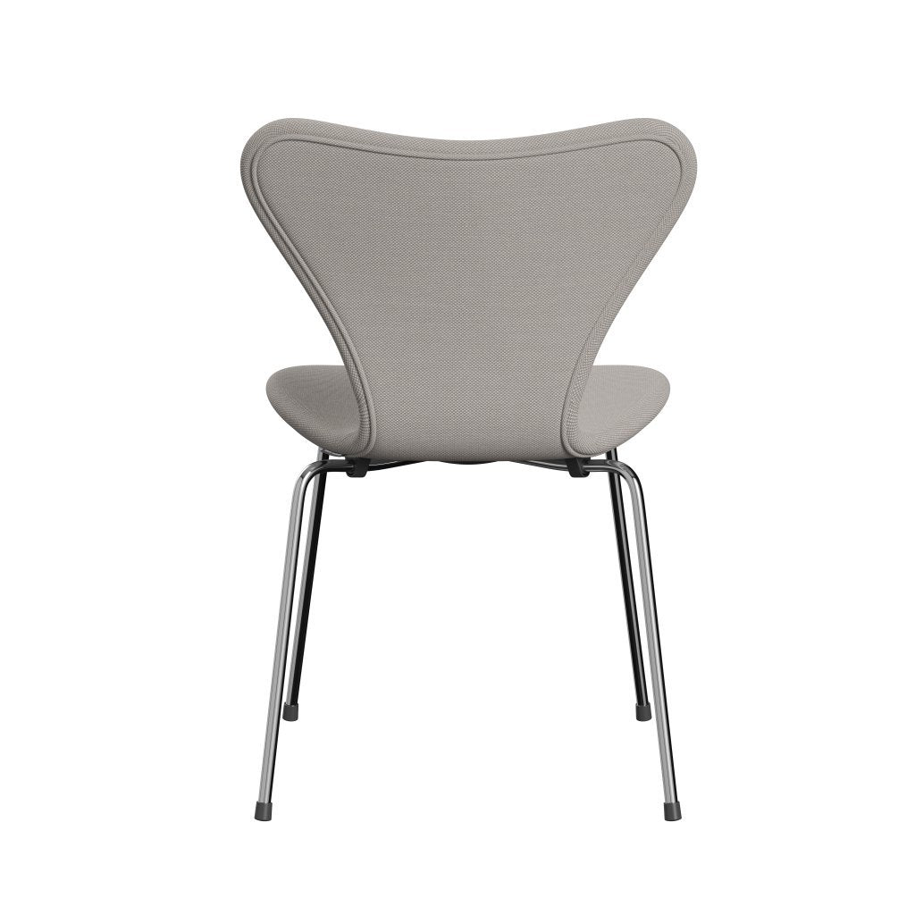 Fritz Hansen 3107 stol helt vadderad, kromad stål/stålcuttrio vit & grå