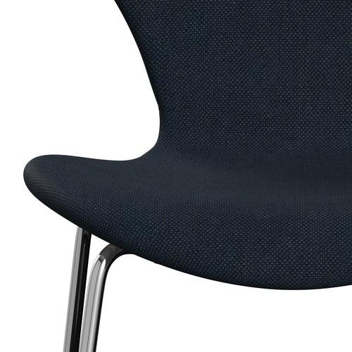 Fritz Hansen 3107 stol helt vadderad, kromad stål/sunniva 2 mörkblå