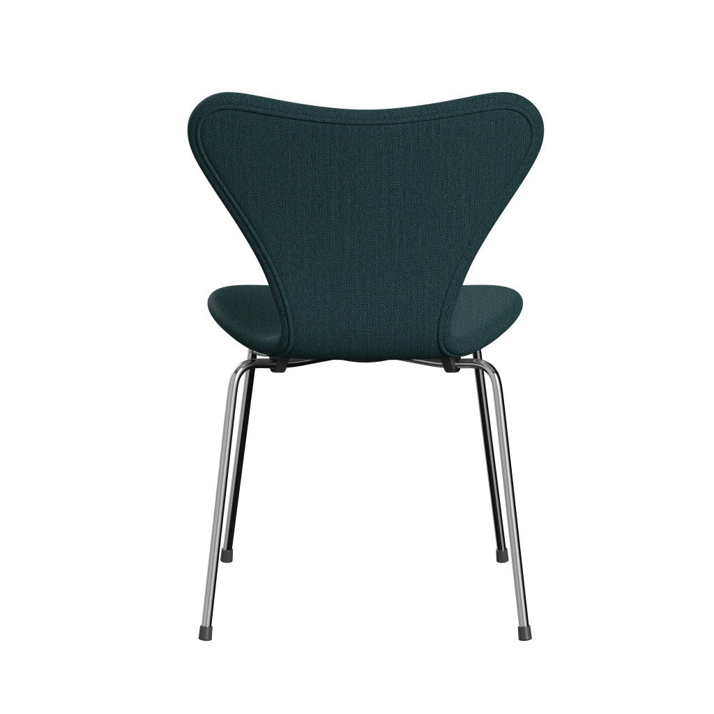 Fritz Hansen 3107 stol helt vadderad, kromad stål/sunniva 2 grön/grå