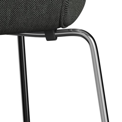 Fritz Hansen 3107 stol helt vadderad, kromat stål/sunniva 2 ljusgrå/mörkgrå