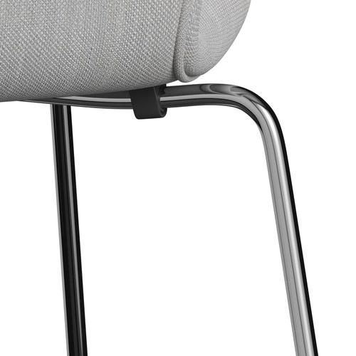Fritz Hansen 3107 stol helt vadderad, kromad stål/sunniva 2 naturlig/ljusgrå