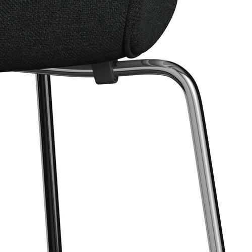 Fritz Hansen 3107 stol helt vadderad, kromat stål/sunniva 2 svart/mörkgrå