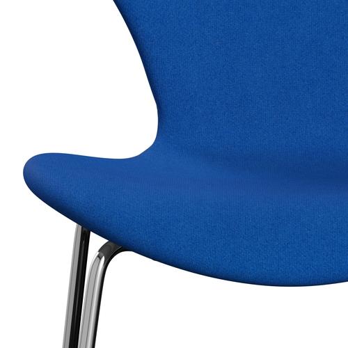 Fritz Hansen 3107 stol helt vadderad, kromad stål/tonusblått
