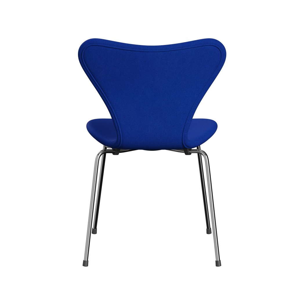Fritz Hansen 3107 stol helt vadderad, kromad stål/tonus klarblå