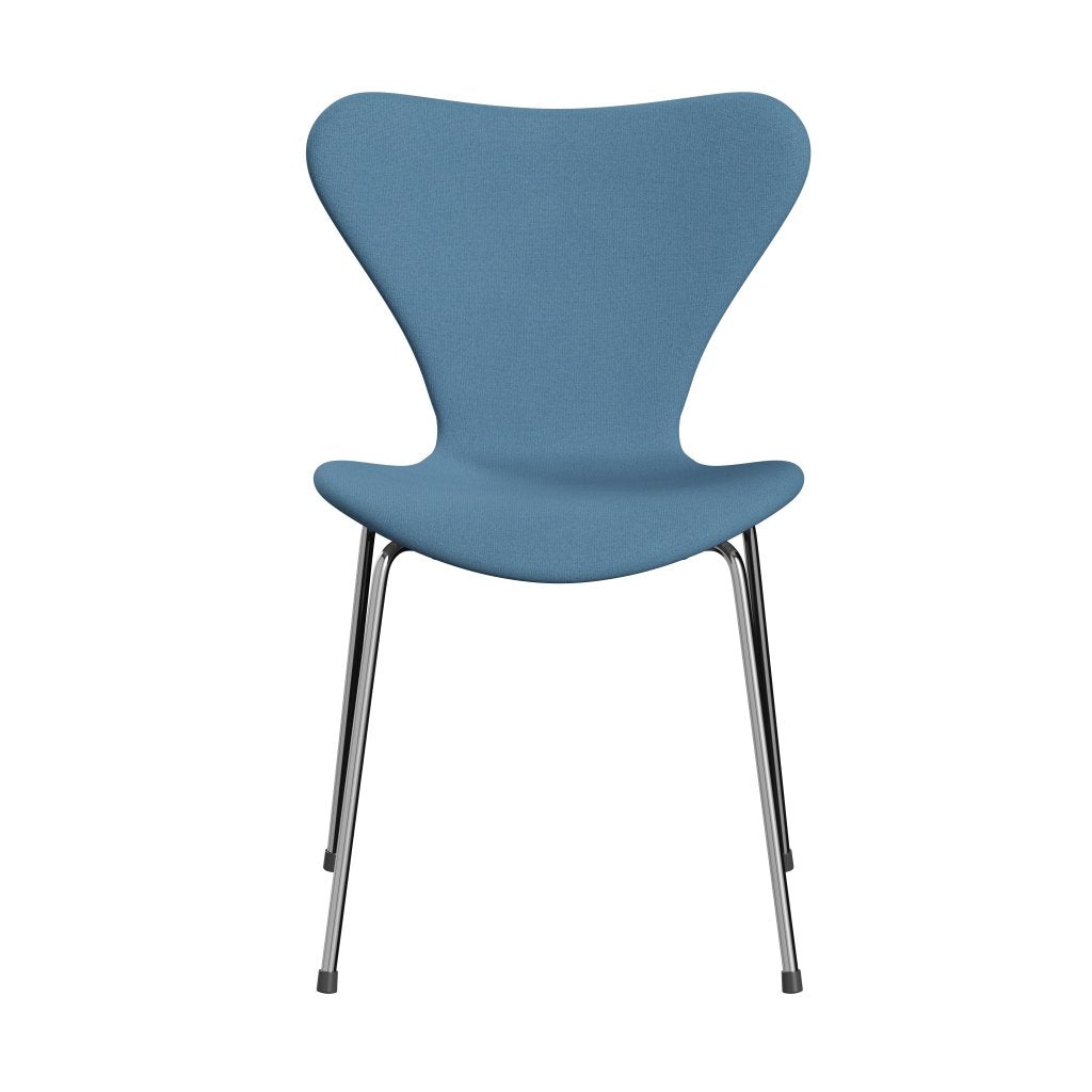 Fritz Hansen 3107 stol helt vadderad, kromad stål/tonus pastellblå
