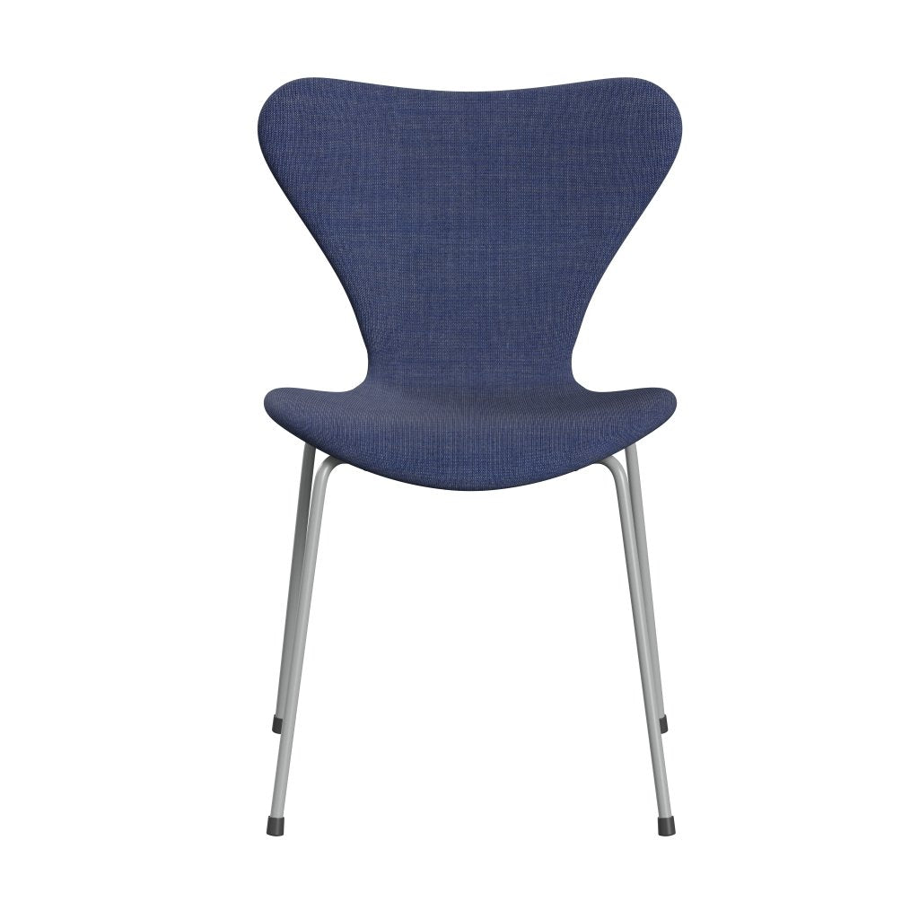 Fritz Hansen 3107 stol helt vadderad, nio grå/duk tvättad blå