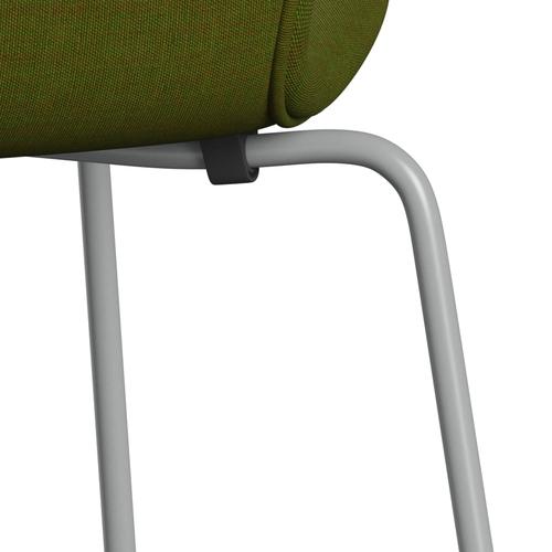 Fritz Hansen 3107 stol helt vadderad, nio grå/duk ljusgräsgrön