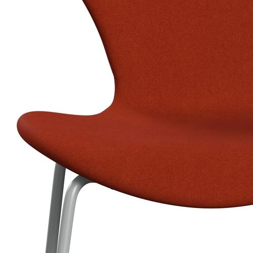 Fritz Hansen 3107 stol helt vadderad, nio grå/divina terrakotta röd