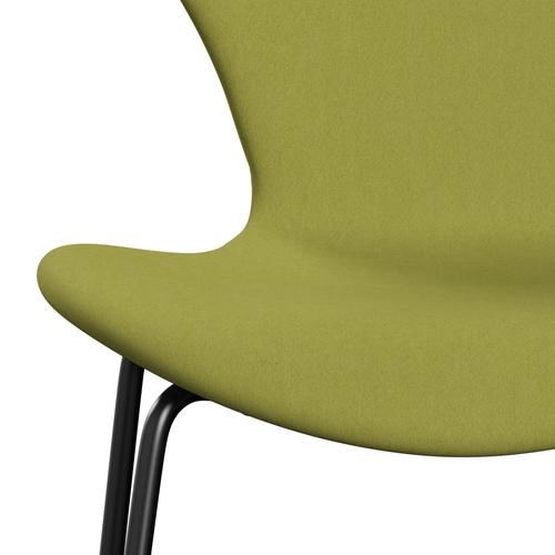 Fritz Hansen 3107 stol helt vadderad, svart/komfort beige/grön