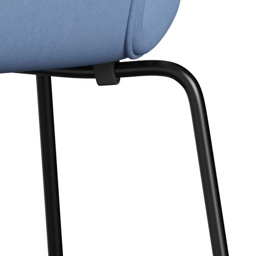 Fritz Hansen 3107 stol helt vadderad, svart/komfort vit/blå
