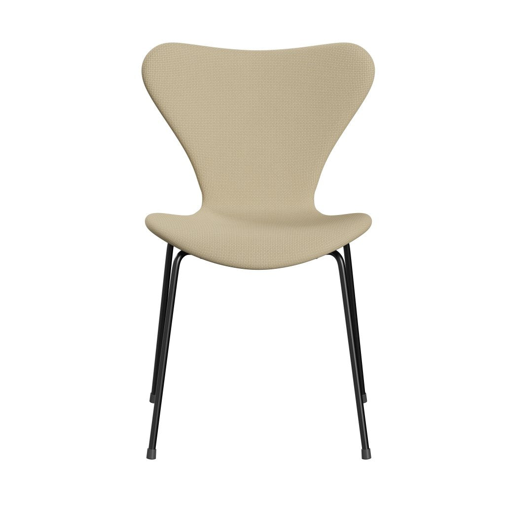 Fritz Hansen 3107 Stol Fuldpolstret, Sort/Diablo Elfenben