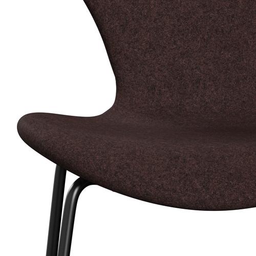 Fritz Hansen 3107 stol helt vadderad, svart/divina melange dammig lila