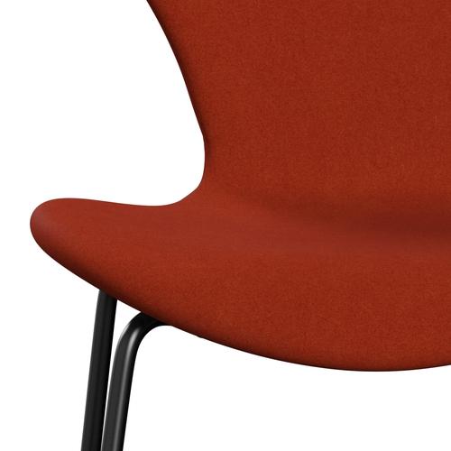Fritz Hansen 3107 stol helt vadderad, svart/divina terrakotta röd
