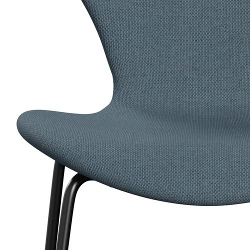 Fritz Hansen 3107 stol helt vadderad, svart/omskull naturlig/ljusblå