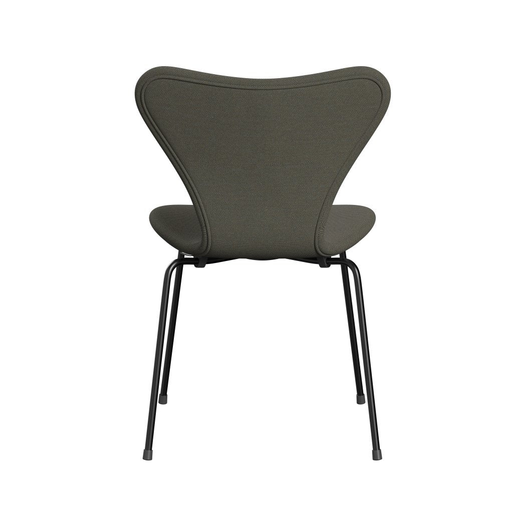 Fritz Hansen 3107 stol helt vadderad, svart/stålcuttrio grå/grön