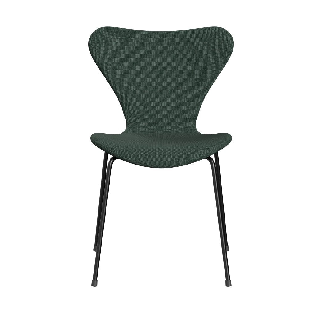 Fritz Hansen 3107 stol helt vadderad, svart/stålcuttrio dammad grön (STR966)