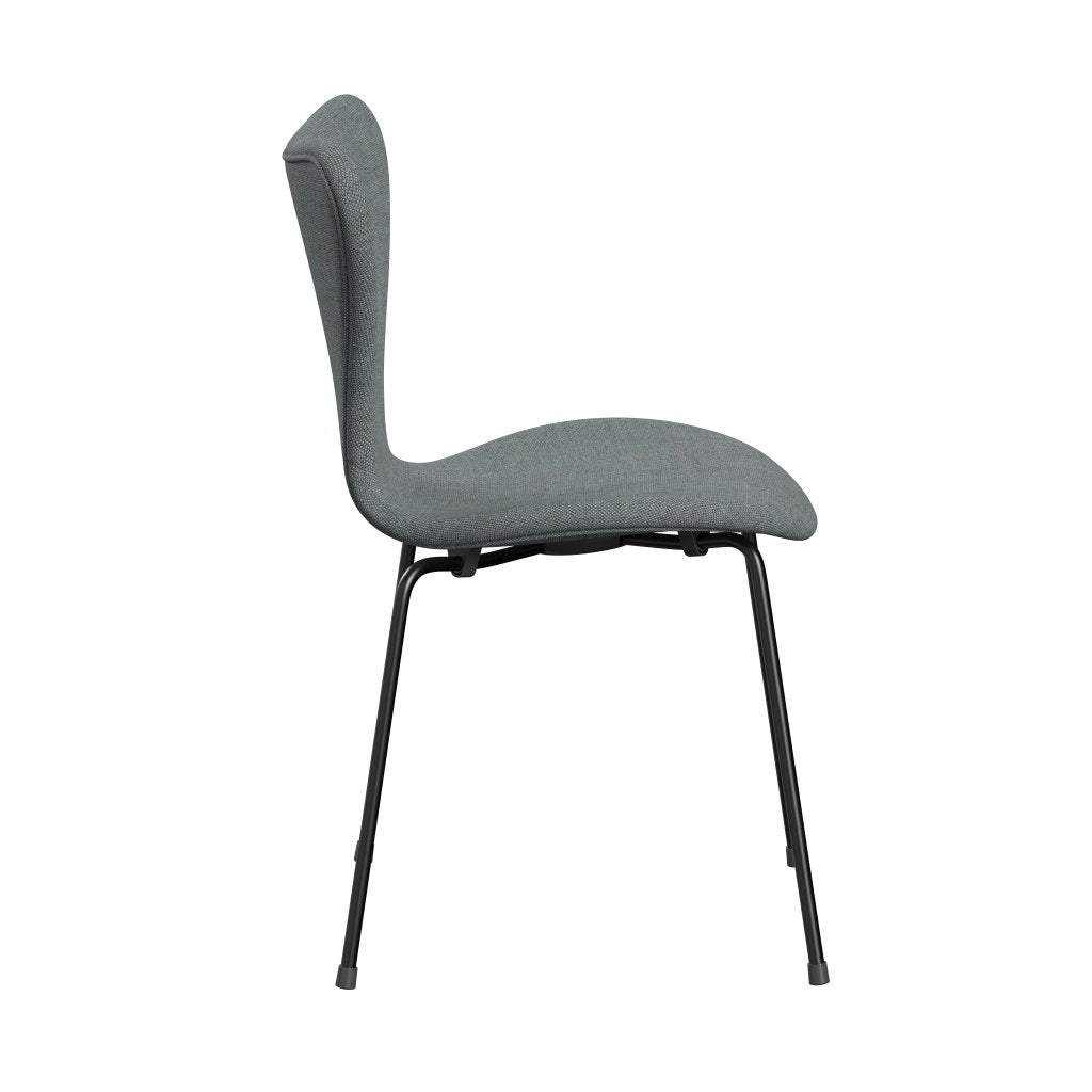 Fritz Hansen 3107 stol helt vadderad, svart/sunniva 2 grå/blekgrön