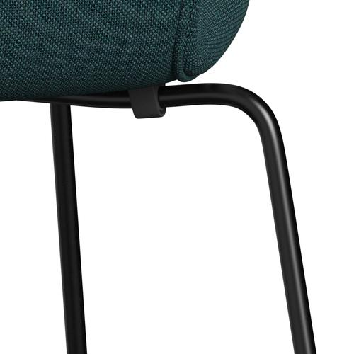 Fritz Hansen 3107 stol helt vadderad, svart/sunniva 2 grön/grå