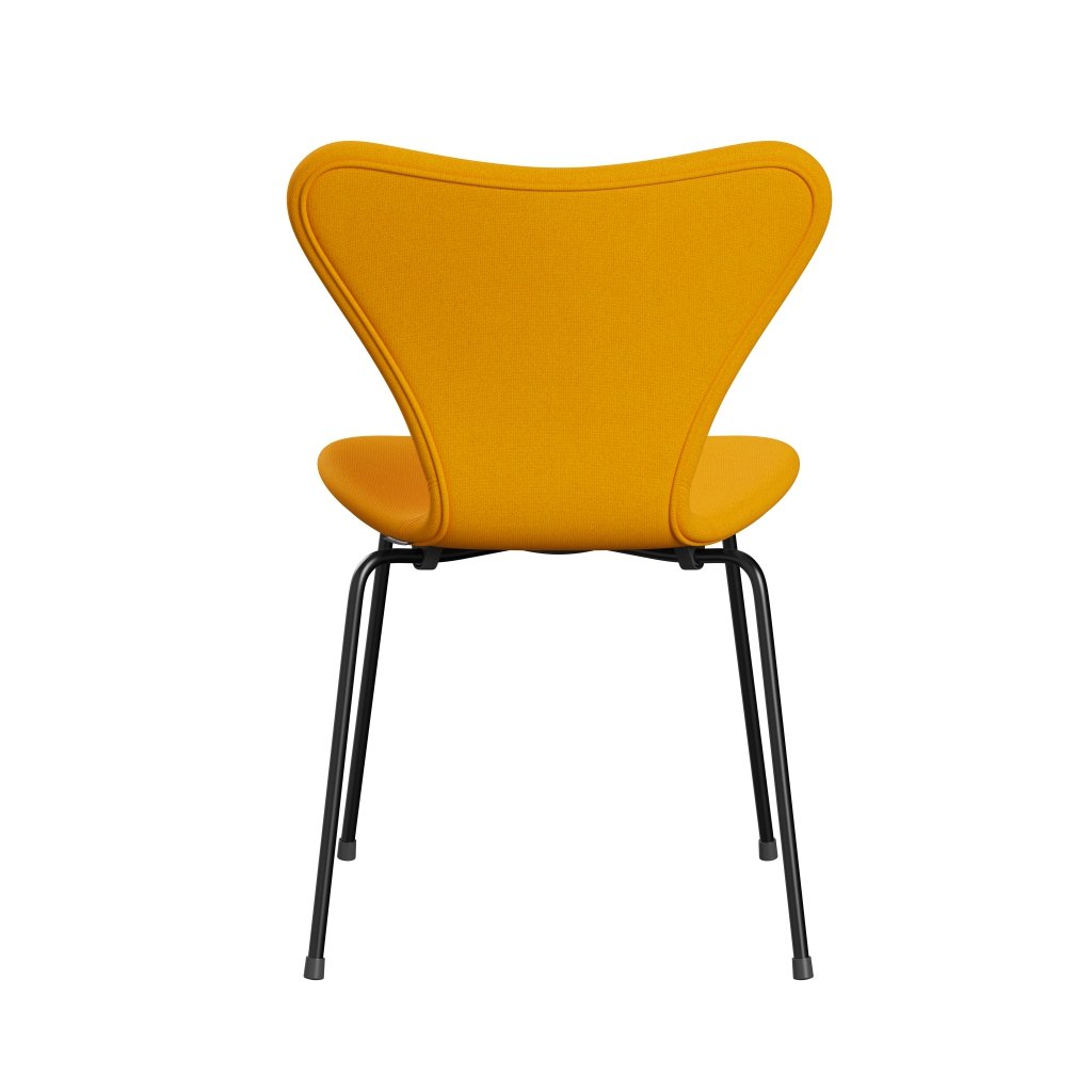 Fritz Hansen 3107 stol helt vadderad, svart/tonus gul orange