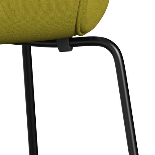 Fritz Hansen 3107 stol helt vadderad, svart/tonus limegrön