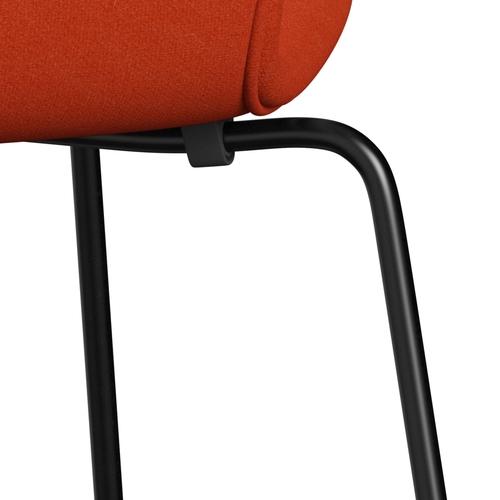 Fritz Hansen 3107 stol helt vadderad, svart/tonus orange (ton554)