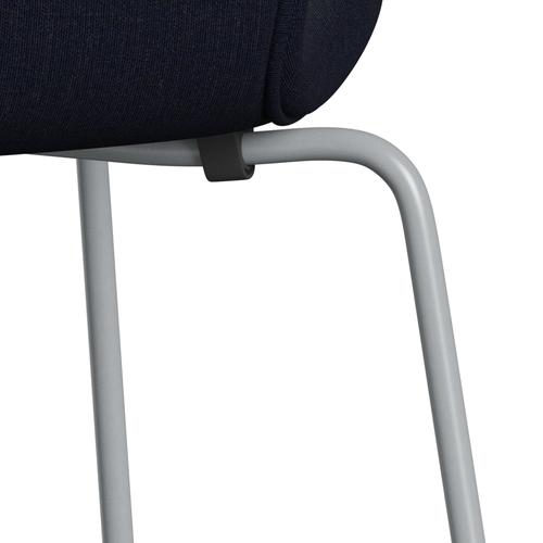 Fritz Hansen 3107 stol helt vadderad, silvergrå/duk mörkblå