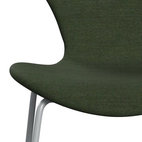 Fritz Hansen 3107 stol helt vadderad, silvergrå/duk ljusgrön/blå