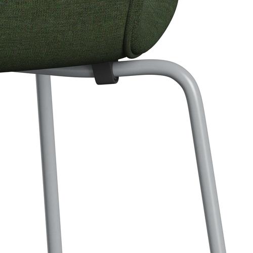 Fritz Hansen 3107 stol helt vadderad, silvergrå/duk ljusgrön/blå