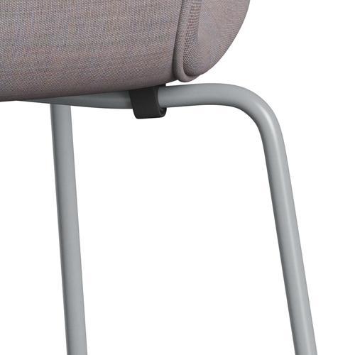 Fritz Hansen 3107 stol helt vadderad, silvergrå/duk cool ljusblå