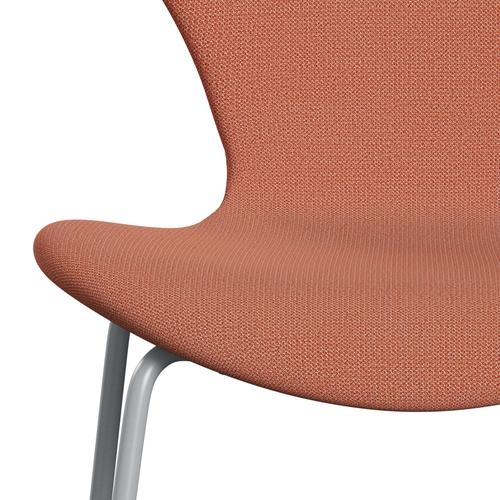 Fritz Hansen 3107 stol helt vadderad, silvergrå/fångst bränd orange