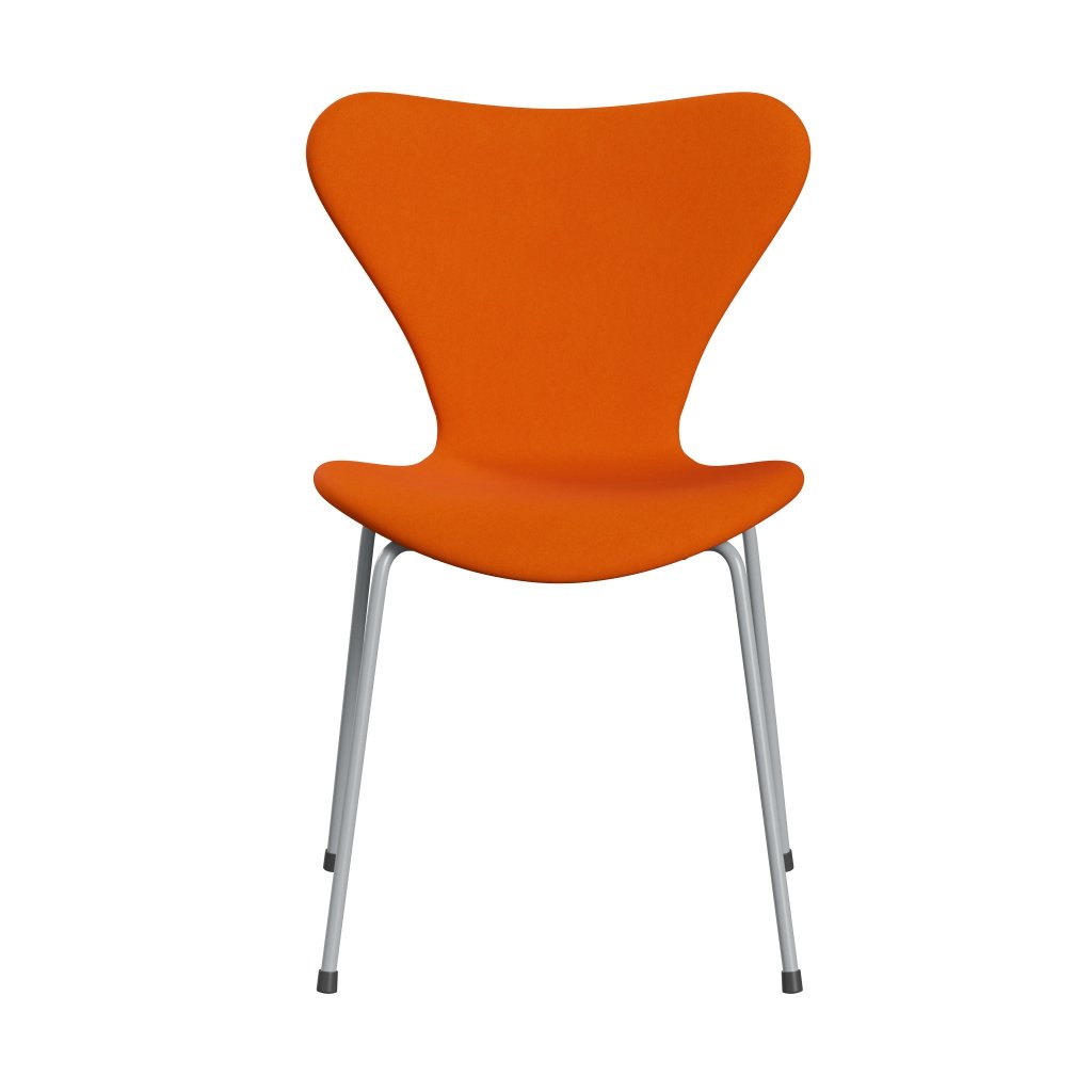 Fritz Hansen 3107 stol helt vadderad, silvergrå/komfortgul/orange