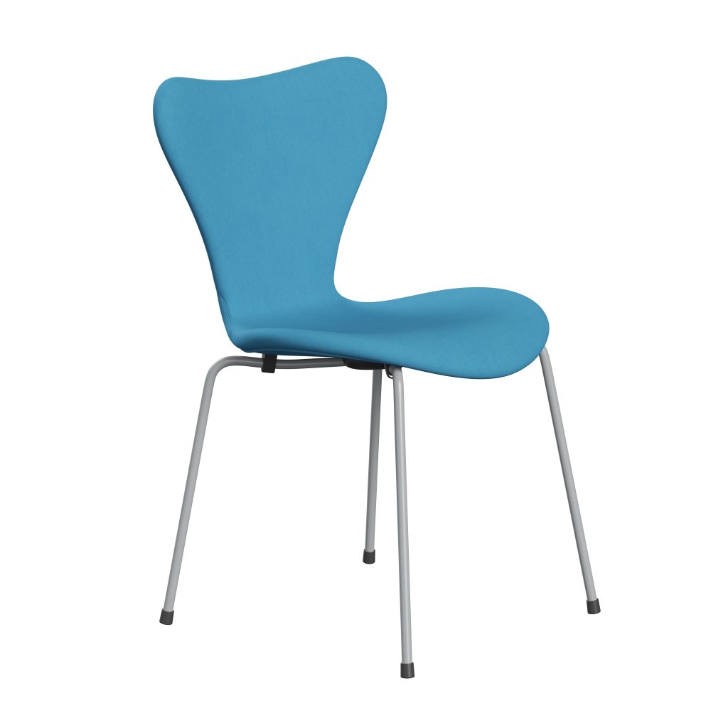 Fritz Hansen 3107 stol helt vadderad, silvergrå/komfortljusblå (C66010)