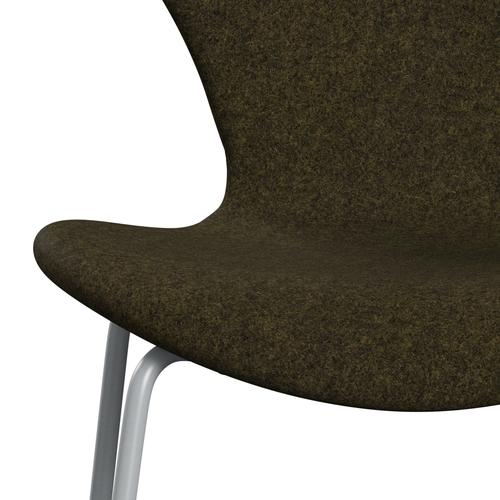 Fritz Hansen 3107 Stol Fuldpolstret, Silver Grey/Divina Melange Dusty Olive