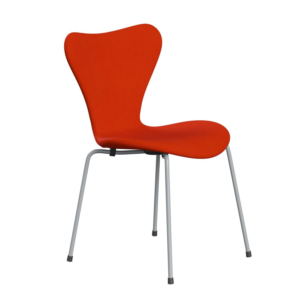 Fritz Hansen 3107 stol helt vadderad, silvergrå/divina orange/röd
