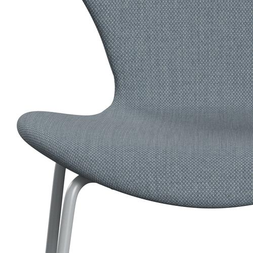 Fritz Hansen 3107 stol helt vadderad, silvergrå/fiord blå/grå