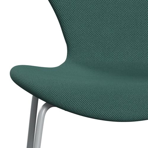 Fritz Hansen 3107 stol helt vadderad, silvergrå/fiord grön