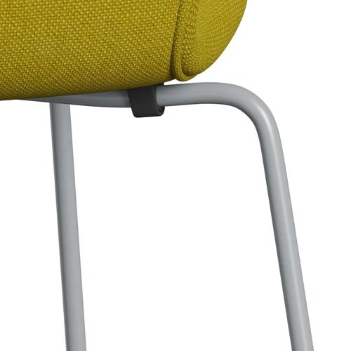Fritz Hansen 3107 stol helt vadderad, silvergrå/hallingdal gul/grön