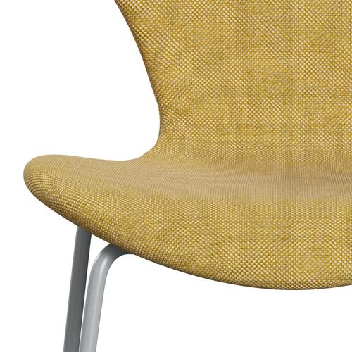 Fritz Hansen 3107 stol helt vadderad, silvergrå/hallingdal gul/vit