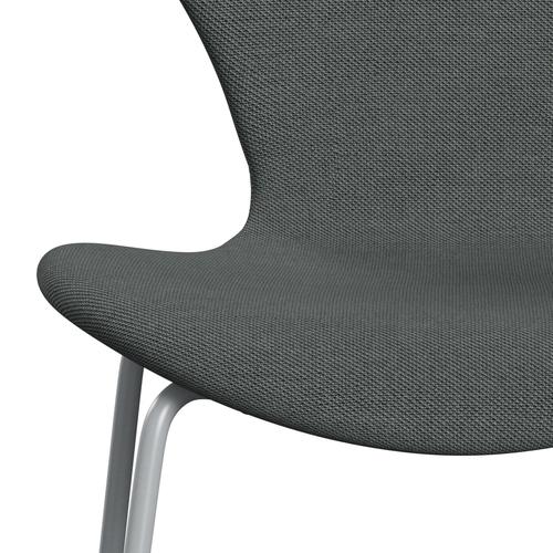 Fritz Hansen 3107 stol helt vadderad, silvergrå/stålkoltrio kol