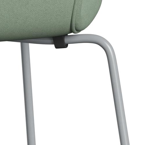 Fritz Hansen 3107 stol helt vadderad, silvergrå/tonus mintgrön