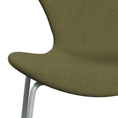 Fritz Hansen 3107 stol helt vadderad, silvergrå/tonus dammad grön